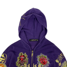Load image into Gallery viewer, Women&#39;s Ed Hardy Love Kills Slowly Knit Hooded Sweater - Size S
