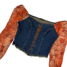 Load image into Gallery viewer, Women&#39;s Off The Shoulder Long Sleeve Denim Corset - Size L

