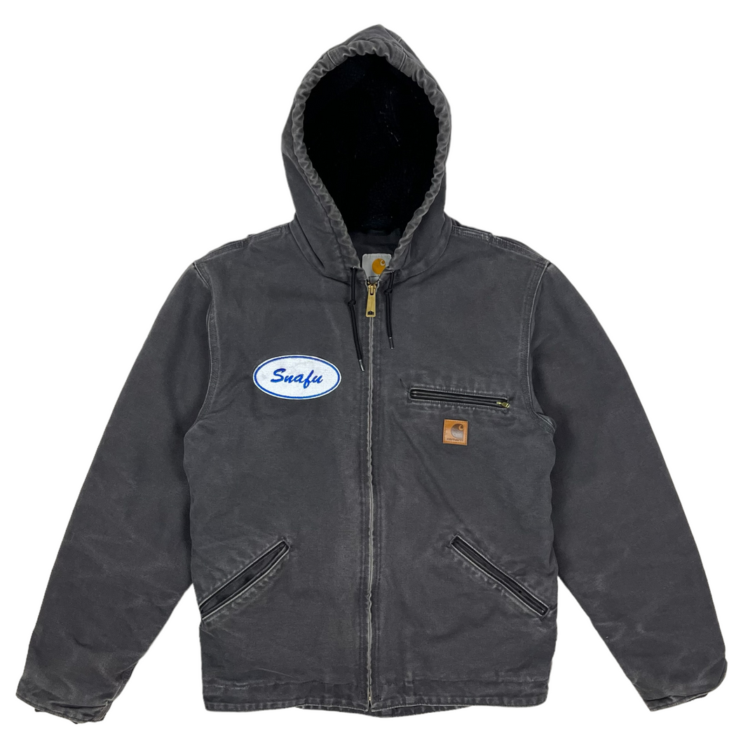 Snafu Branded Carhartt Hooded Sherpa Lined Work Jacket - Size M