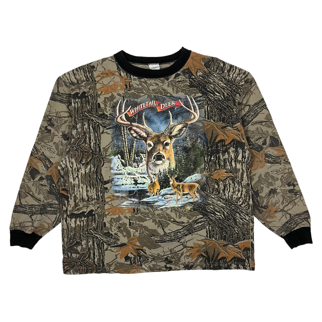 Real Tree White Tail Deer Hunting Long Sleeve - Size L/XL