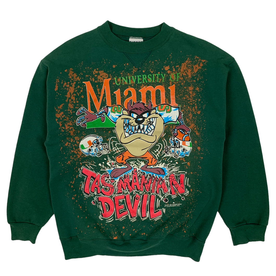 1993 University of Miami Taz Crewneck Sweatshirt - Size XL