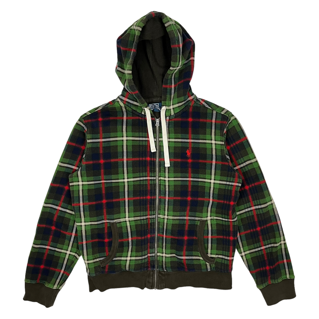 Polo By Ralph Lauren Plaid Thermal Zipped Hoodie - Size L