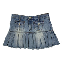 Load image into Gallery viewer, Women&#39;s Low Rise Pleated Denim Skirt - Size S
