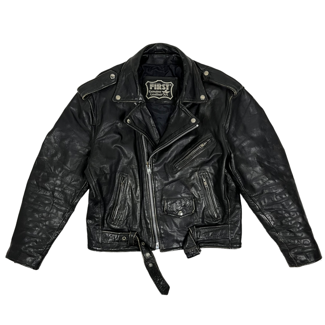 Leather Biker Jacket - Size M