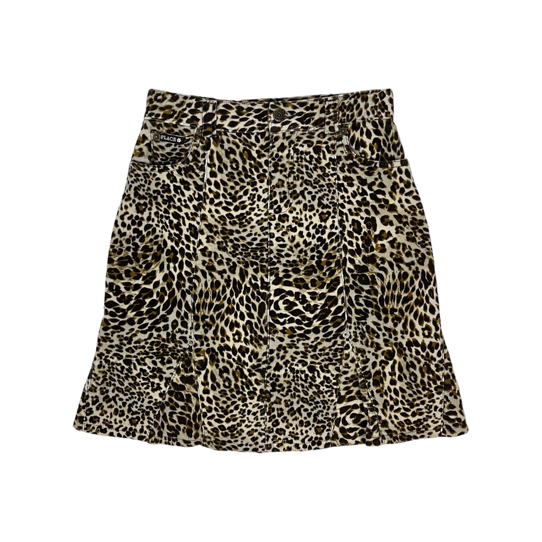 Women's Corduroy Leopard Print Skirt - Size XS