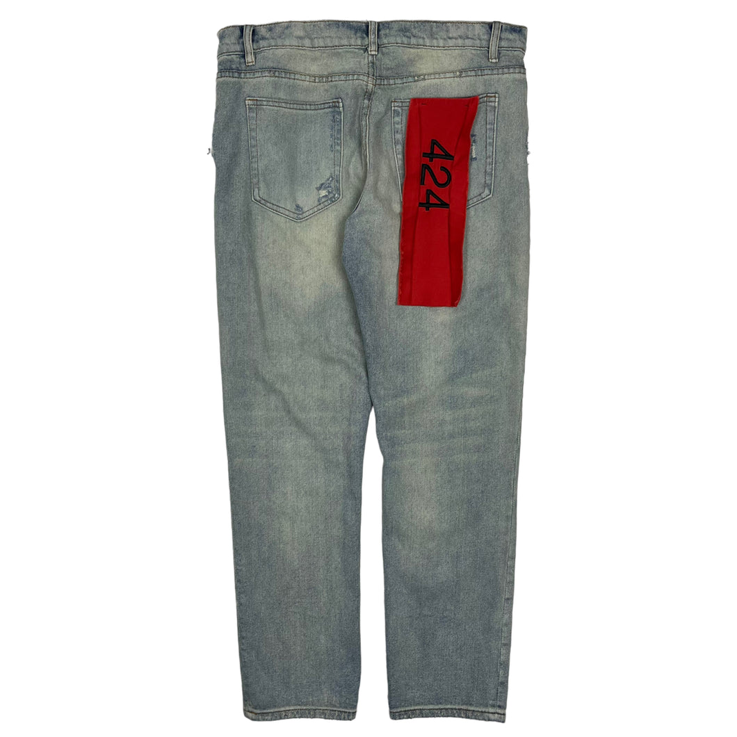 424 On Fairfax Distressed Denim Jeans - Size 36