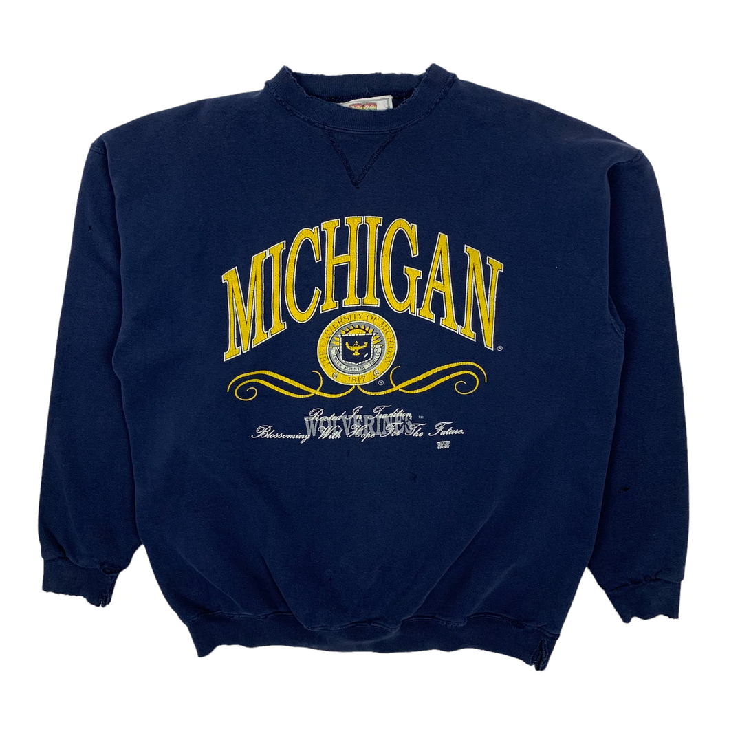University of Michigan Distressed Crewneck Sweatshirt - Size XL