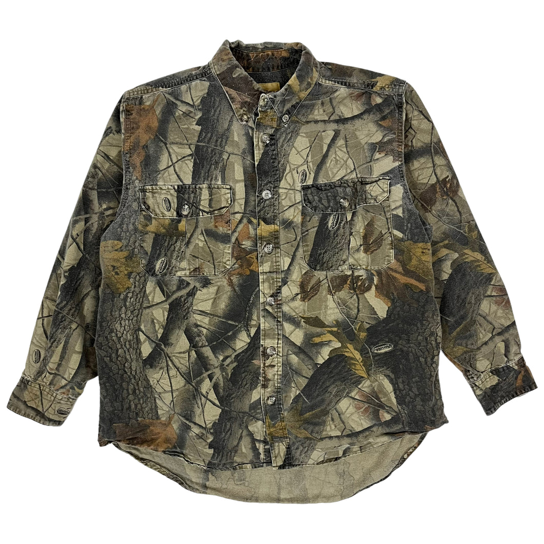Real Tree Camo Hunting Button Down Shirt - Size L