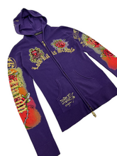 Load image into Gallery viewer, Women&#39;s Ed Hardy Love Kills Slowly Knit Hooded Sweater - Size S
