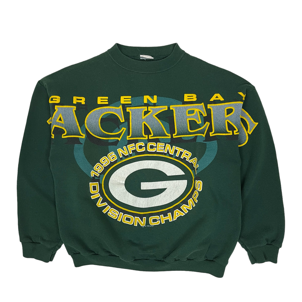 1996 Green Bay Packers Jumbo Spellout Crewneck Sweatshirt - Size S