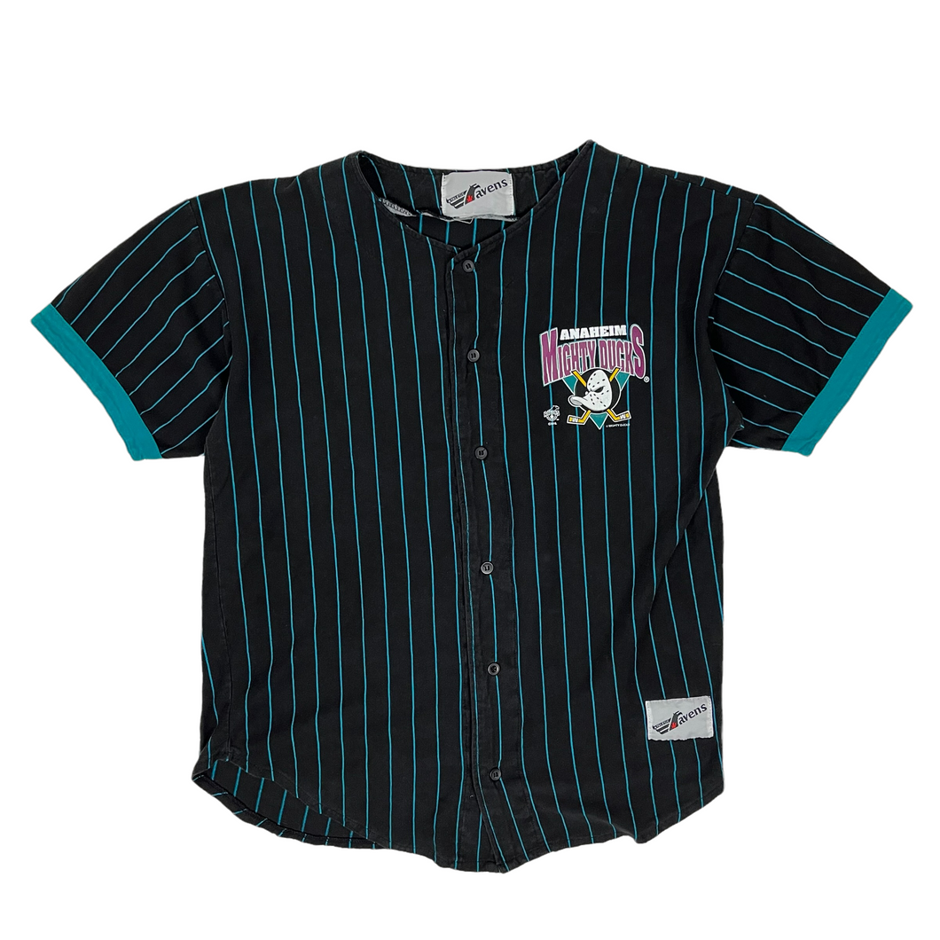 Anaheim Mighty Ducks Pinstripe Baseball Jersey Size S Snafu Studios