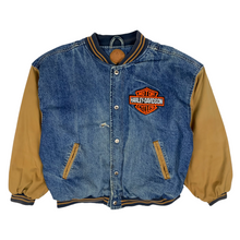 Load image into Gallery viewer, Harley Davidson Denim Baseball Jacket - Size L
