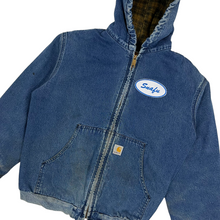 Load image into Gallery viewer, Snafu Carhartt Hooded Blanket Lined Denim Work Jacket - Size S
