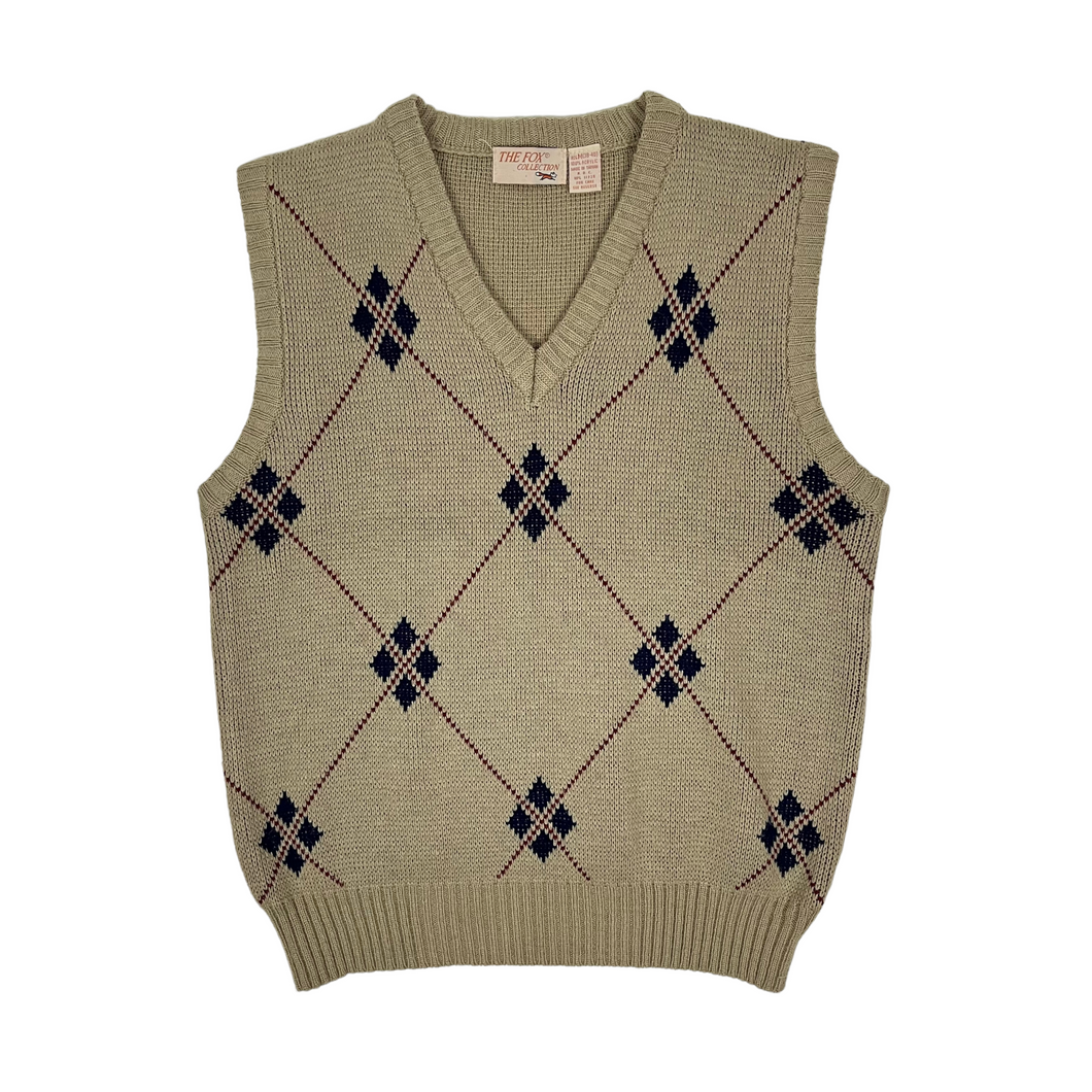 Knit Argyle Sweater Vest - Size S